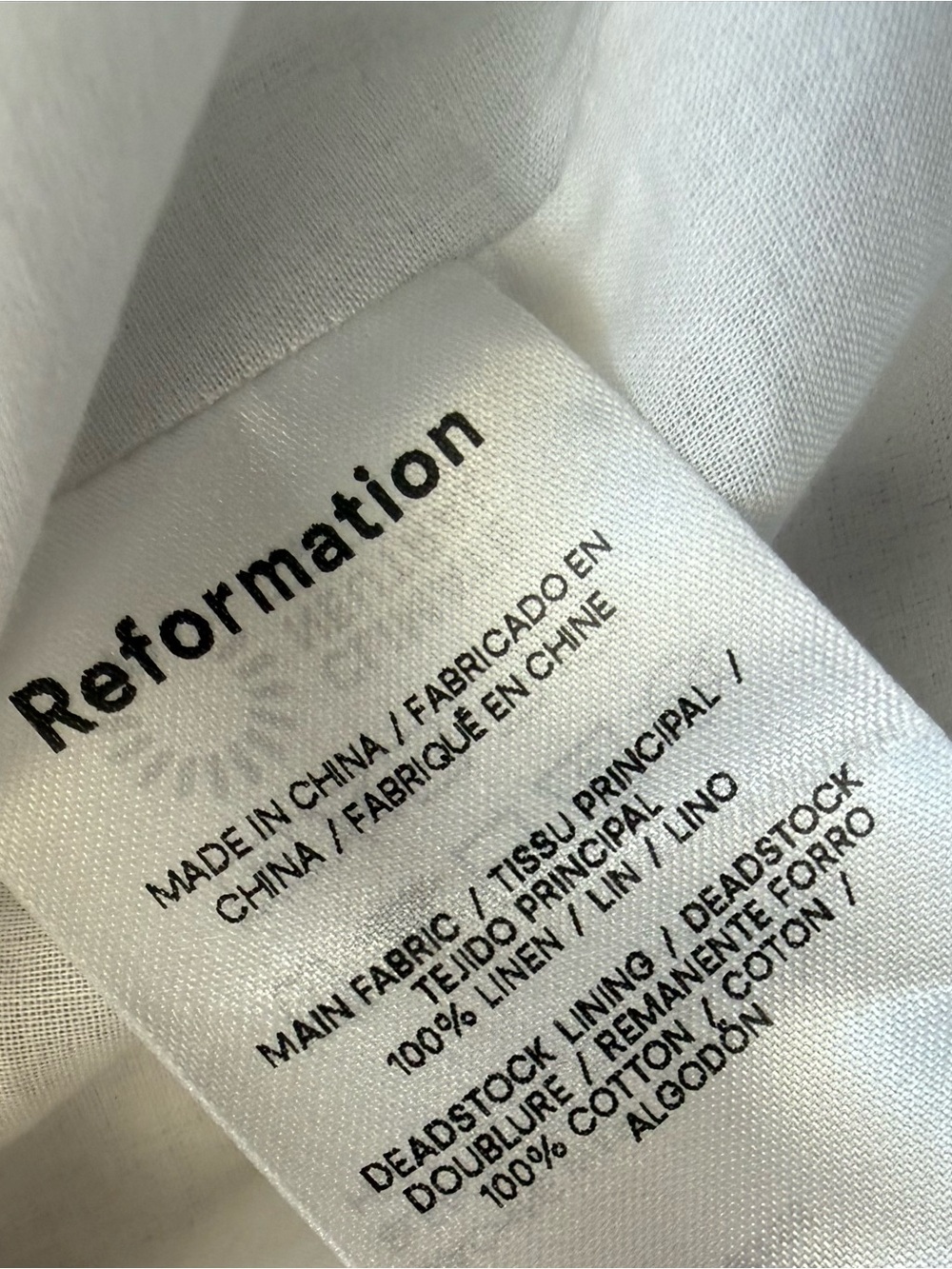 Reformation 12 White Linen Puff Sleeve Top Blouse Smocked Back Women 3246 - Picture 5 of 6
